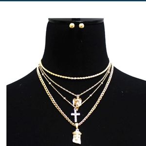True Christian Four Layer Short Necklace Y2K